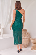 Load image into Gallery viewer, Stacey One Shoulder Emerald Green Sequin Evening Dress