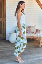 Load image into Gallery viewer, Acacia White/Green Leaf Print Wrap Maxi Skirt