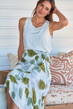 Load image into Gallery viewer, Acacia White/Green Leaf Print Wrap Maxi Skirt
