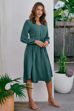 Load image into Gallery viewer, Davis Long Sleeve Tie Waist Green Dress