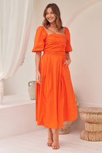 Load image into Gallery viewer, Whitney Orange Puff Sleeve Maxi Dress