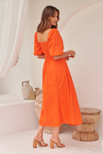 Load image into Gallery viewer, Whitney Orange Puff Sleeve Maxi Dress