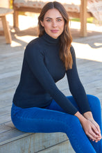 Load image into Gallery viewer, Winnie Ribbed Fitted High Neck Black Top