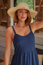 Load image into Gallery viewer, Piper Beige Black Ribbon Floppy Hat