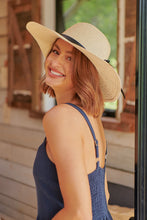 Load image into Gallery viewer, Piper Beige Black Ribbon Floppy Hat