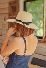 Load image into Gallery viewer, Piper Beige Black Ribbon Floppy Hat