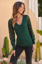 Load image into Gallery viewer, Primrose Sheer Polka Sleeve Emerald Top
