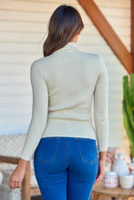Load image into Gallery viewer, Winnie Ribbed Fitted High Neck Beige Top