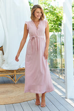 Load image into Gallery viewer, Trissa Pink Faux Linen Maxi Dress