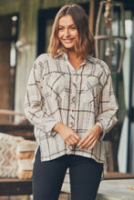 Load image into Gallery viewer, Elandra Beige Check Long Sleeve Batwing Shirt