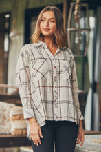 Load image into Gallery viewer, Elandra Beige Check Long Sleeve Batwing Shirt