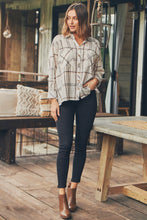 Load image into Gallery viewer, Elandra Beige Check Long Sleeve Batwing Shirt