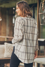 Load image into Gallery viewer, Elandra Beige Check Long Sleeve Batwing Shirt