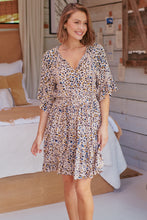 Load image into Gallery viewer, Danica Beige/Blue Animal Elastic Waist Dress