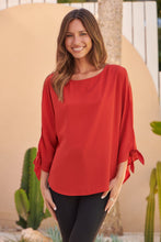 Load image into Gallery viewer, Ophelia Orange 3/4 Split Tie Sleeve Blouse