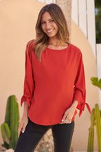 Load image into Gallery viewer, Ophelia Orange 3/4 Split Tie Sleeve Blouse