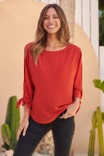 Load image into Gallery viewer, Ophelia Orange 3/4 Split Tie Sleeve Blouse