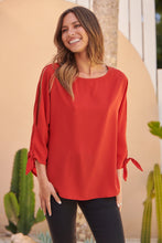 Load image into Gallery viewer, Ophelia Orange 3/4 Split Tie Sleeve Blouse