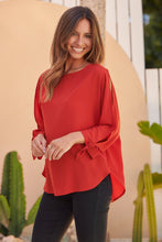 Load image into Gallery viewer, Ophelia Orange 3/4 Split Tie Sleeve Blouse