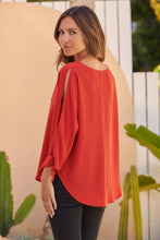 Load image into Gallery viewer, Ophelia Orange 3/4 Split Tie Sleeve Blouse