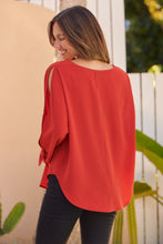 Load image into Gallery viewer, Ophelia Orange 3/4 Split Tie Sleeve Blouse