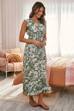 Load image into Gallery viewer, Trissa Sage Green Floral Maxi Dress