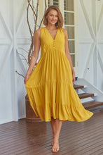 Load image into Gallery viewer, Bethanie Layered Midi Mustard Yellow Dress