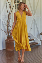 Load image into Gallery viewer, Bethanie Layered Midi Mustard Yellow Dress