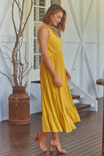 Load image into Gallery viewer, Bethanie Layered Midi Mustard Yellow Dress