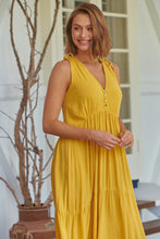 Load image into Gallery viewer, Bethanie Layered Midi Mustard Yellow Dress