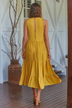 Load image into Gallery viewer, Bethanie Layered Midi Mustard Yellow Dress