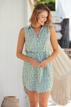 Load image into Gallery viewer, Michelle Tie Waist Green Floral Dress