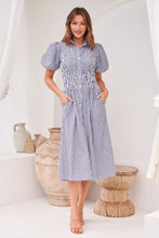 Load image into Gallery viewer, Blu Collared Blue/White Striped Button Front Midi Dress