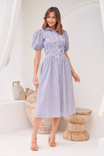 Load image into Gallery viewer, Blu Collared Blue/White Striped Button Front Midi Dress