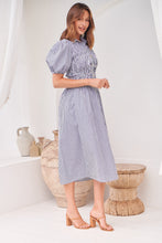 Load image into Gallery viewer, Blu Collared Blue/White Striped Button Front Midi Dress