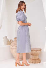 Load image into Gallery viewer, Blu Collared Blue/White Striped Button Front Midi Dress