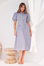 Load image into Gallery viewer, Blu Collared Blue/White Striped Button Front Midi Dress