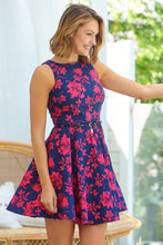Load image into Gallery viewer, Ibigale Belted Aline Navy/Hot Pink Classic Aline Dress