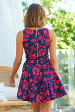 Load image into Gallery viewer, Ibigale Belted Aline Navy/Hot Pink Classic Aline Dress