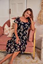 Load image into Gallery viewer, Honey Chiffon Navy Floral Dress