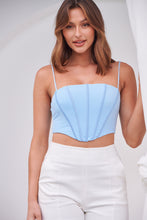 Load image into Gallery viewer, Camille Bustier Baby Blue Crop Top