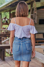 Load image into Gallery viewer, Dark Denim Acid Wash Torn Hem Denim Skirt