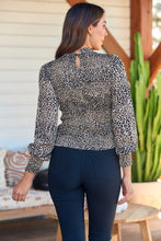 Load image into Gallery viewer, Lahtifa Leopard Shirred Long Sleeve Top