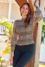 Load image into Gallery viewer, Lahtifa Leopard Shirred Long Sleeve Top