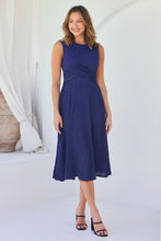 Load image into Gallery viewer, Kendra Sleeveless Navy Knot Front Evening Dress