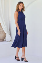 Load image into Gallery viewer, Kendra Sleeveless Navy Knot Front Evening Dress
