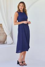 Load image into Gallery viewer, Kendra Sleeveless Navy Knot Front Evening Dress