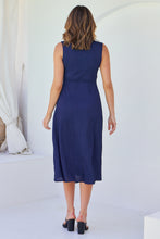Load image into Gallery viewer, Kendra Sleeveless Navy Knot Front Evening Dress