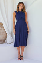 Load image into Gallery viewer, Kendra Sleeveless Navy Knot Front Evening Dress