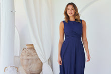 Load image into Gallery viewer, Kendra Sleeveless Navy Knot Front Evening Dress